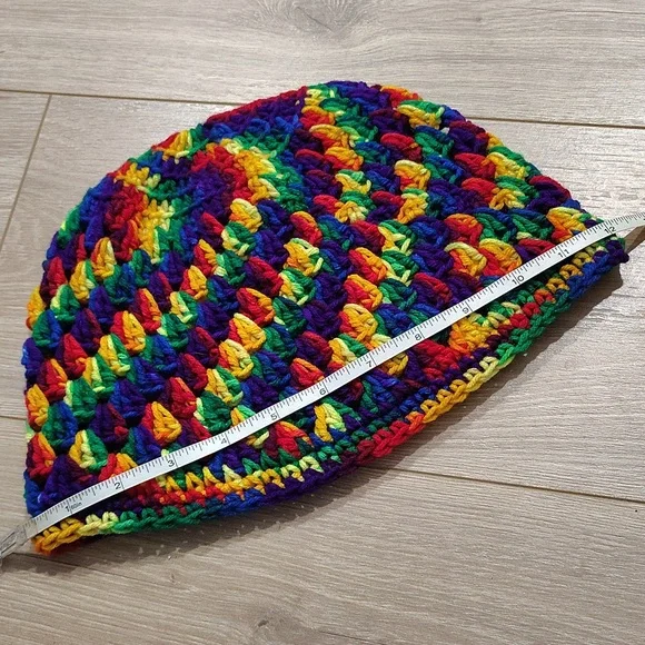 Men's Multi-Colored Handmade Knit Winter Beanie, Men's Winter Hats - Picture 6 of 6